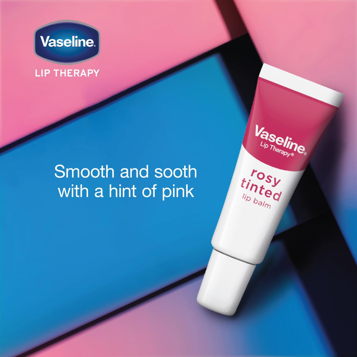 Vaseline Lip Therapy Rosy Lips displayed with natural background
