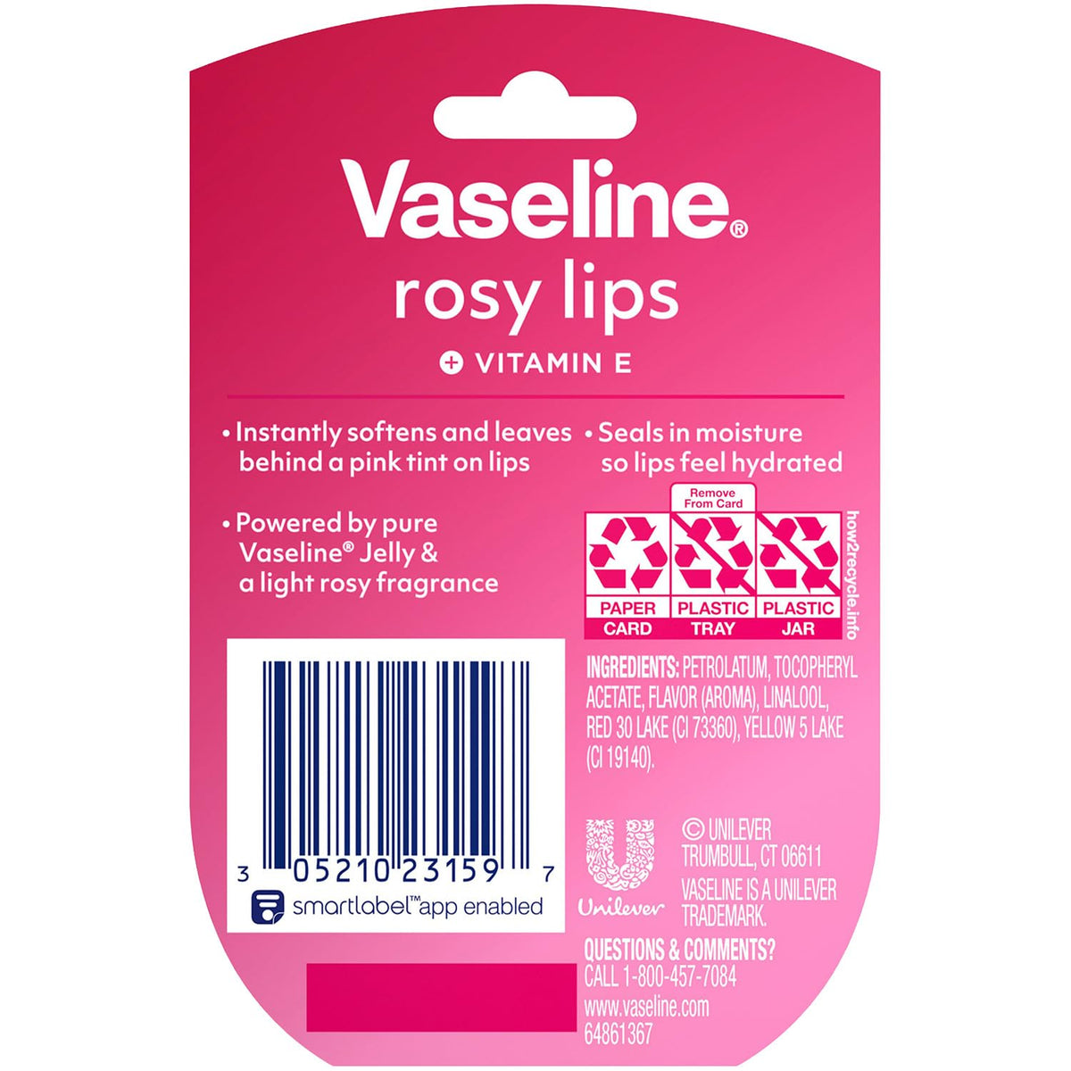 Vaseline Lip Therapy Rosy Lips jar with pink tint