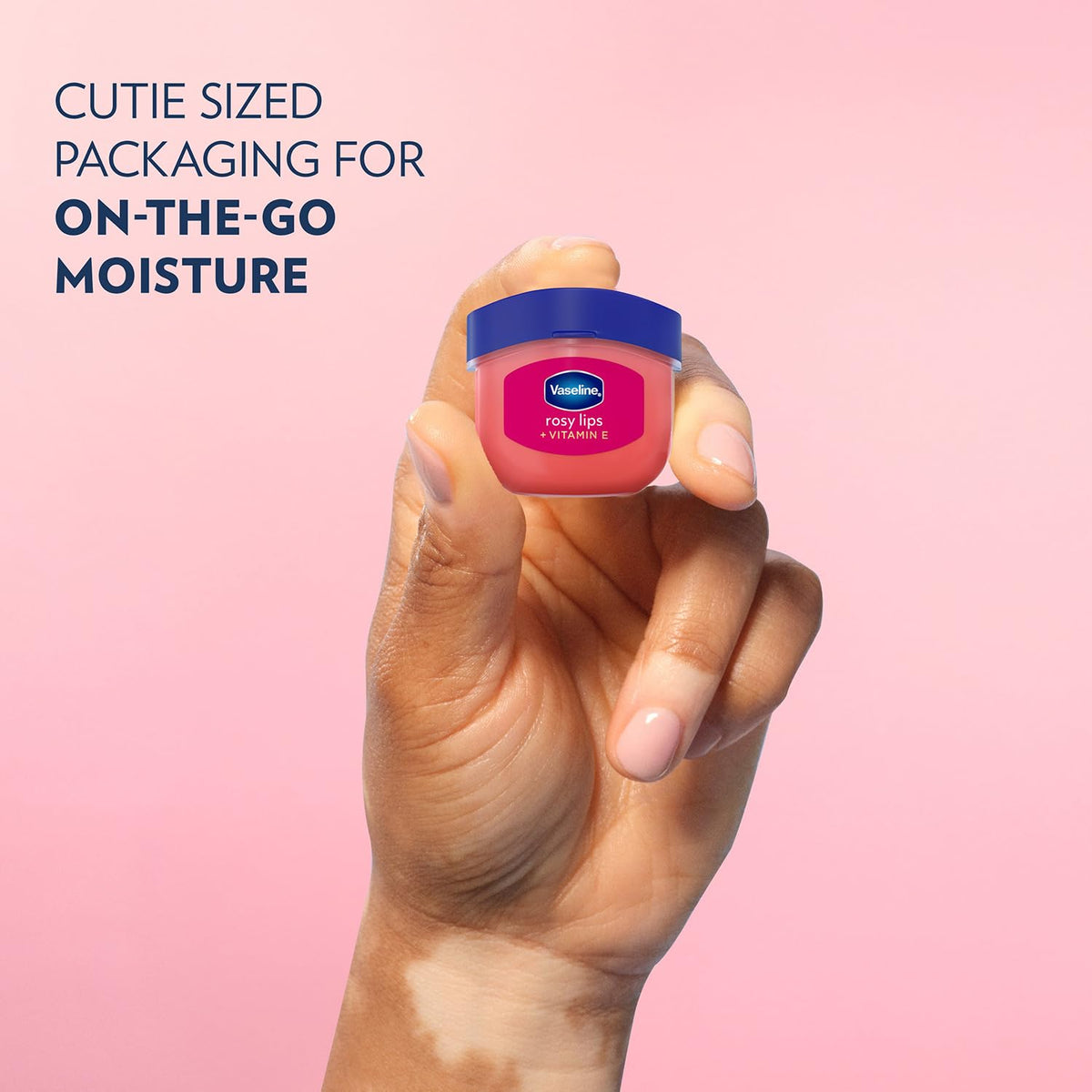 Vaseline Lip Therapy Rosy Lips mini jar open showing product