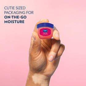 Vaseline Lip Therapy Rosy Lips mini jar open showing product