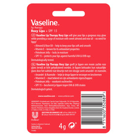 Vaseline Lip Therapy Rosy Lips stick close-up showing packaging