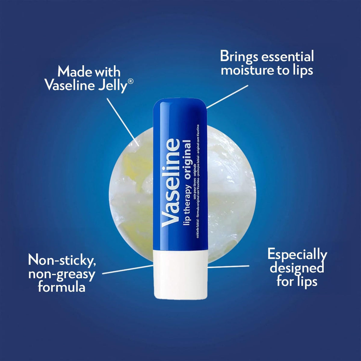 Vaseline Lip Therapy tubes arranged neatly