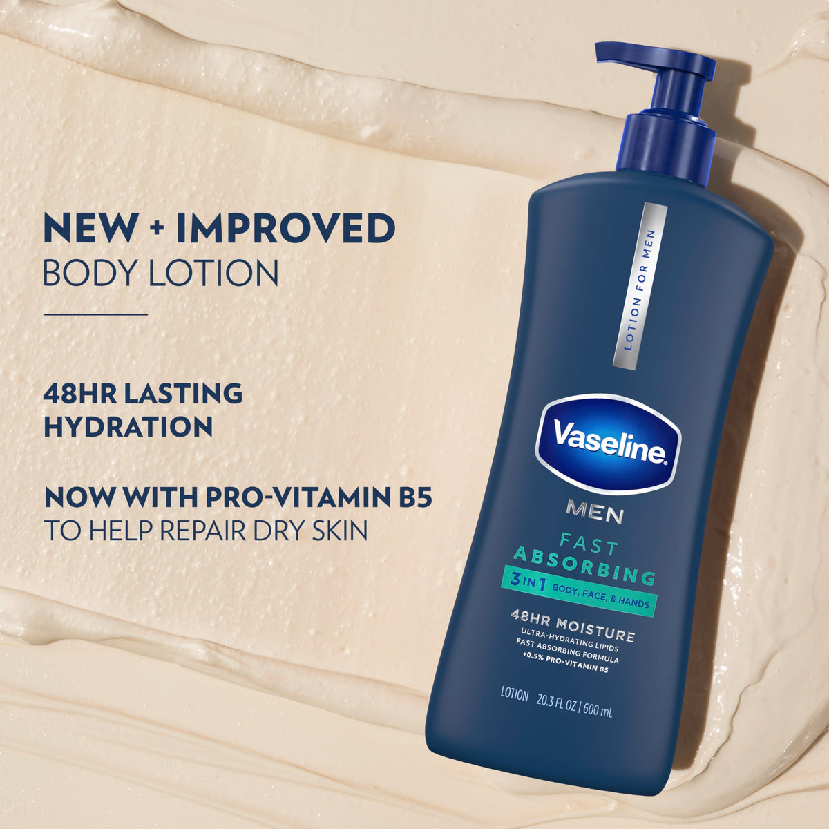 Vaseline Men Fast Absorbing Lotion 20.3oz side view