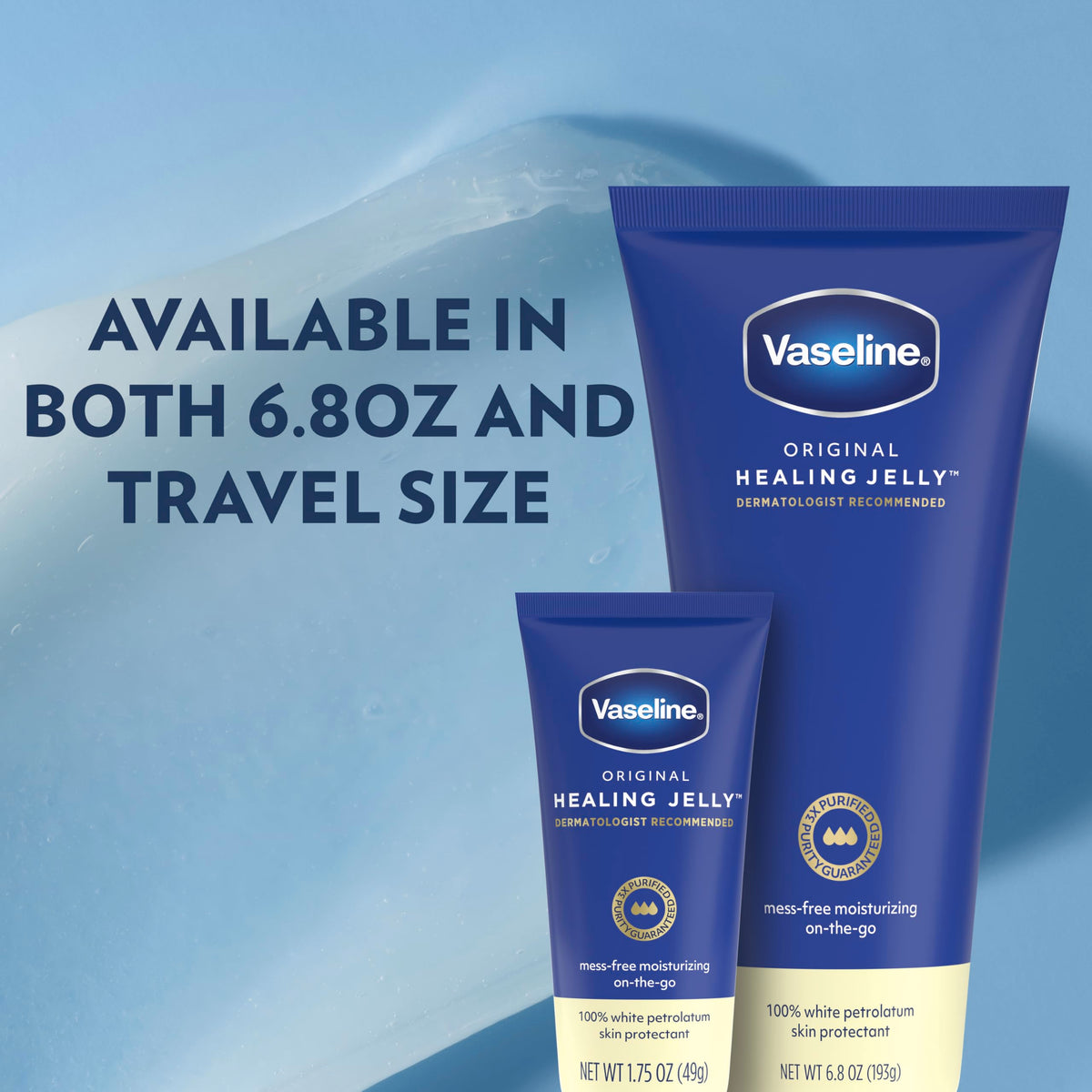 Vaseline Original Healing Jelly tube with cap open
