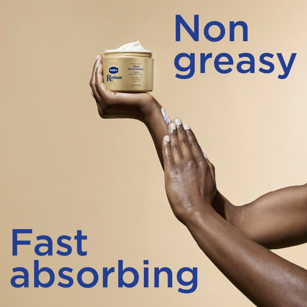Vaseline Radiant X Deep Nourishment Body Cream 10oz with shea butter ingredients