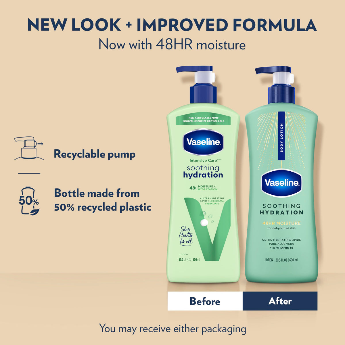 Vaseline Soothing Hydration Body Lotion 20.3oz side view