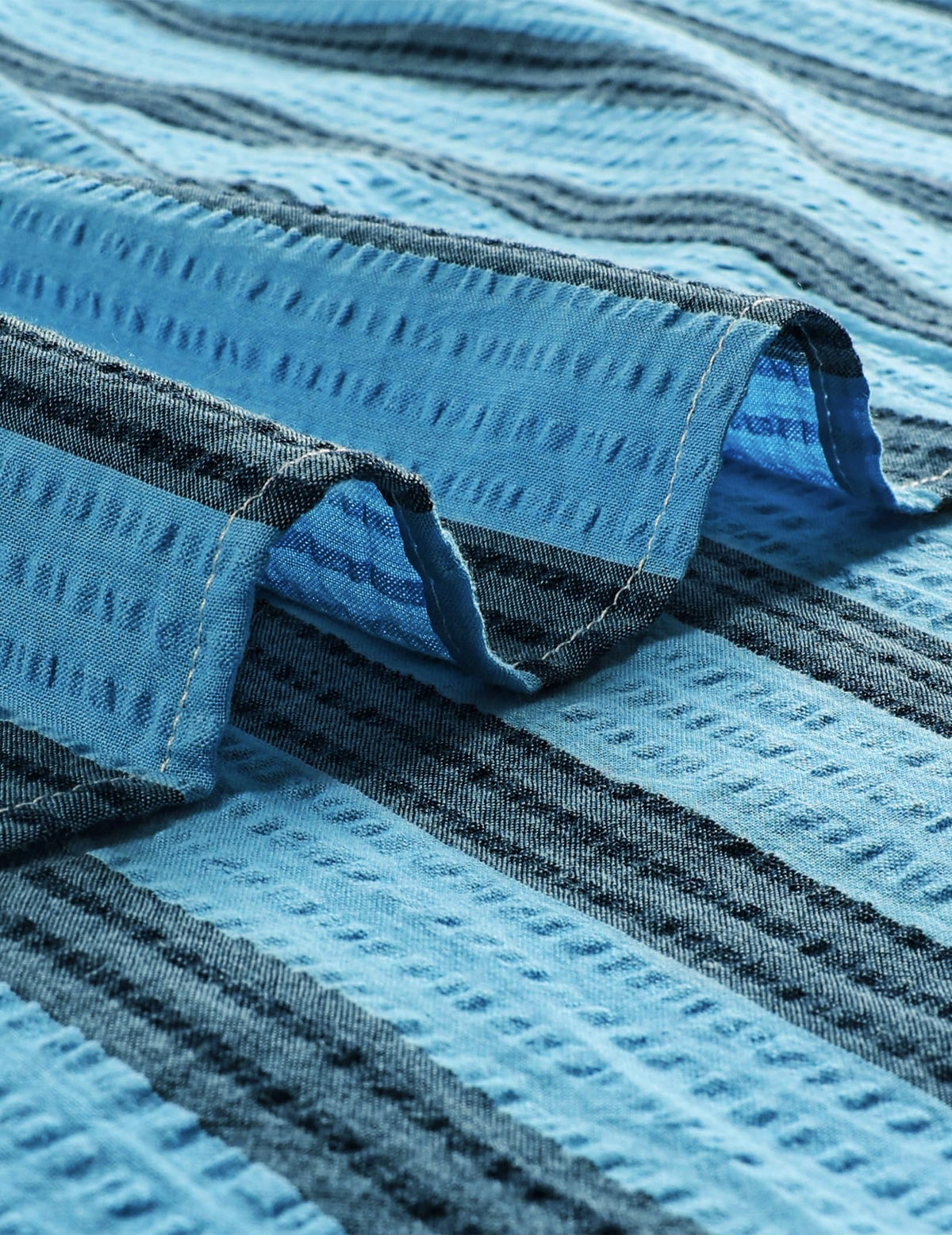 VATPAVE Mens Striped Shirt Aqua Blue Black folded on a table