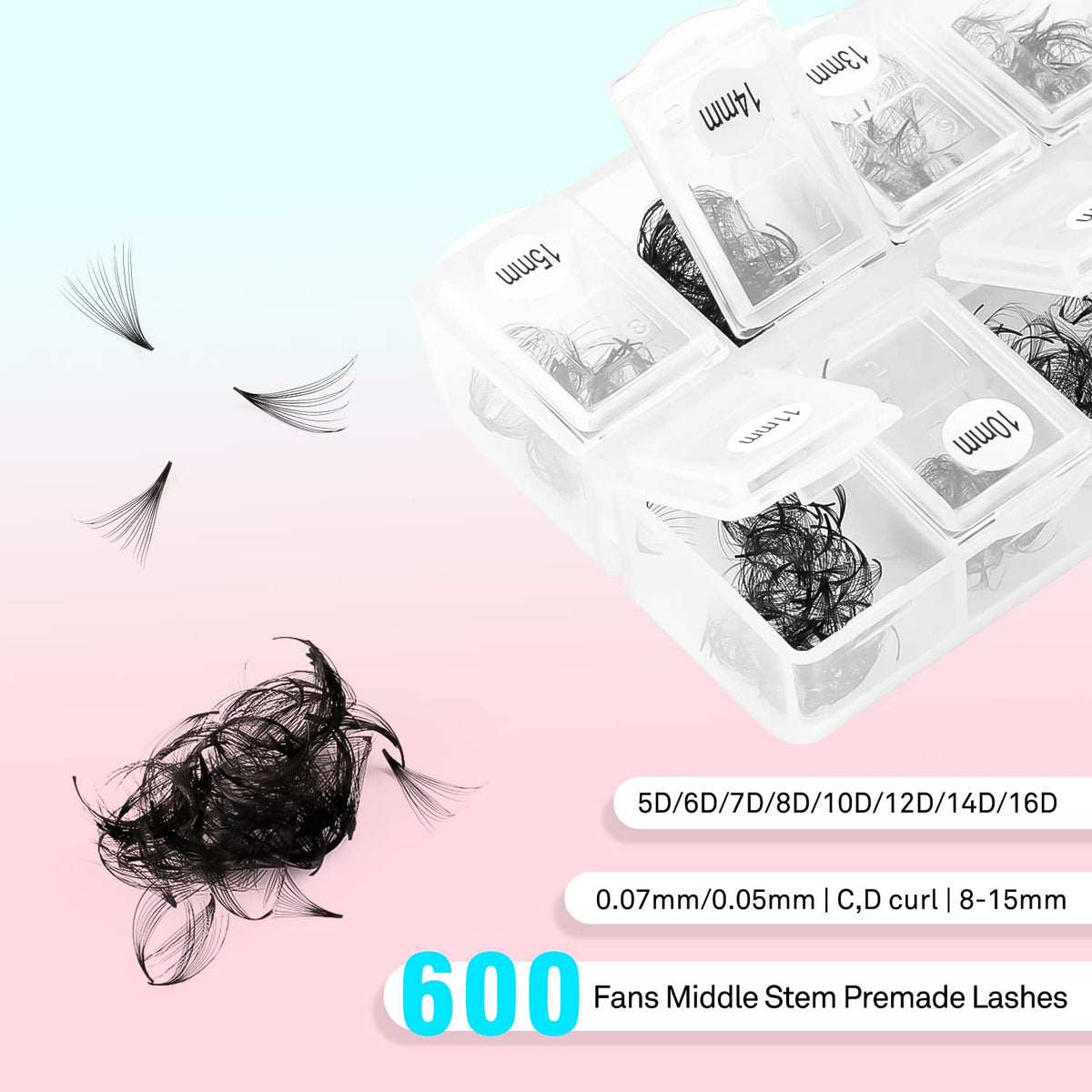 VAVALASH 600 Premade Fans Eyelash Extensions grid layout