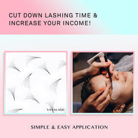 VAVALASH 600 Premade Fans Eyelash Extensions in use on model