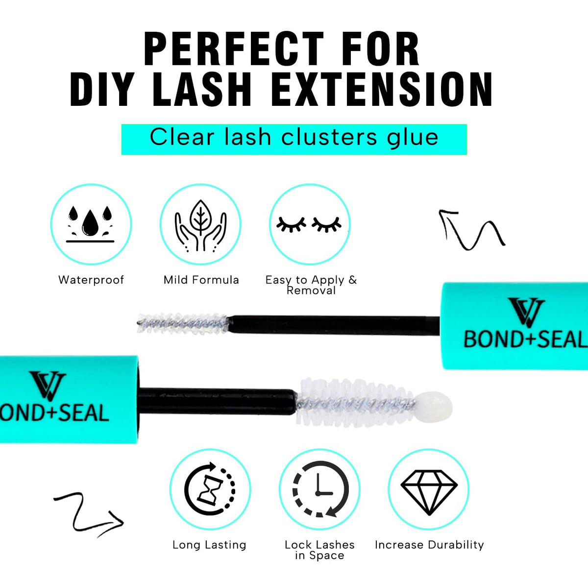 VAVALASH Bond and Seal Lash Clusters Glue in hand for easy application