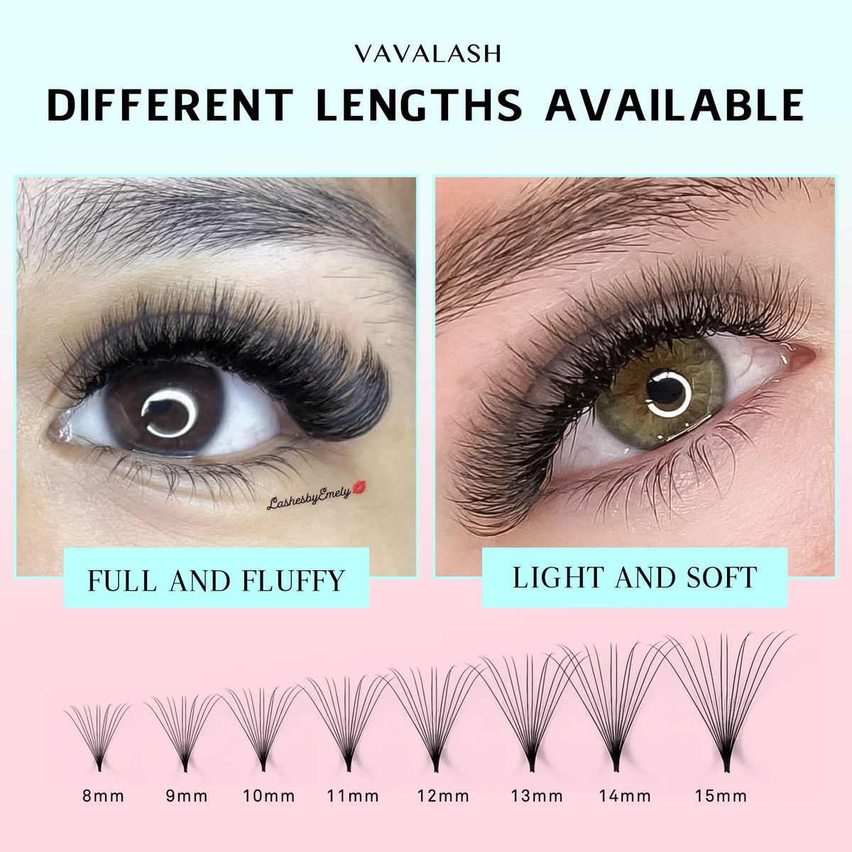 VAVALASH premade lash fans in 15mm length grid