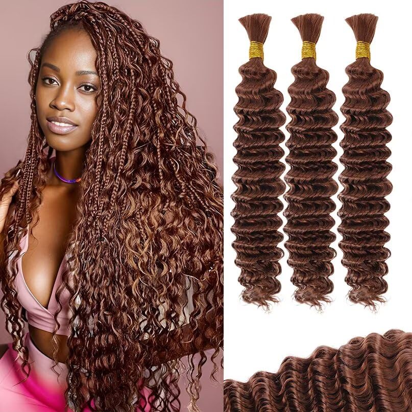 VDZ 12A #30 Auburn Brown Human Crochet Hair bundle front view
