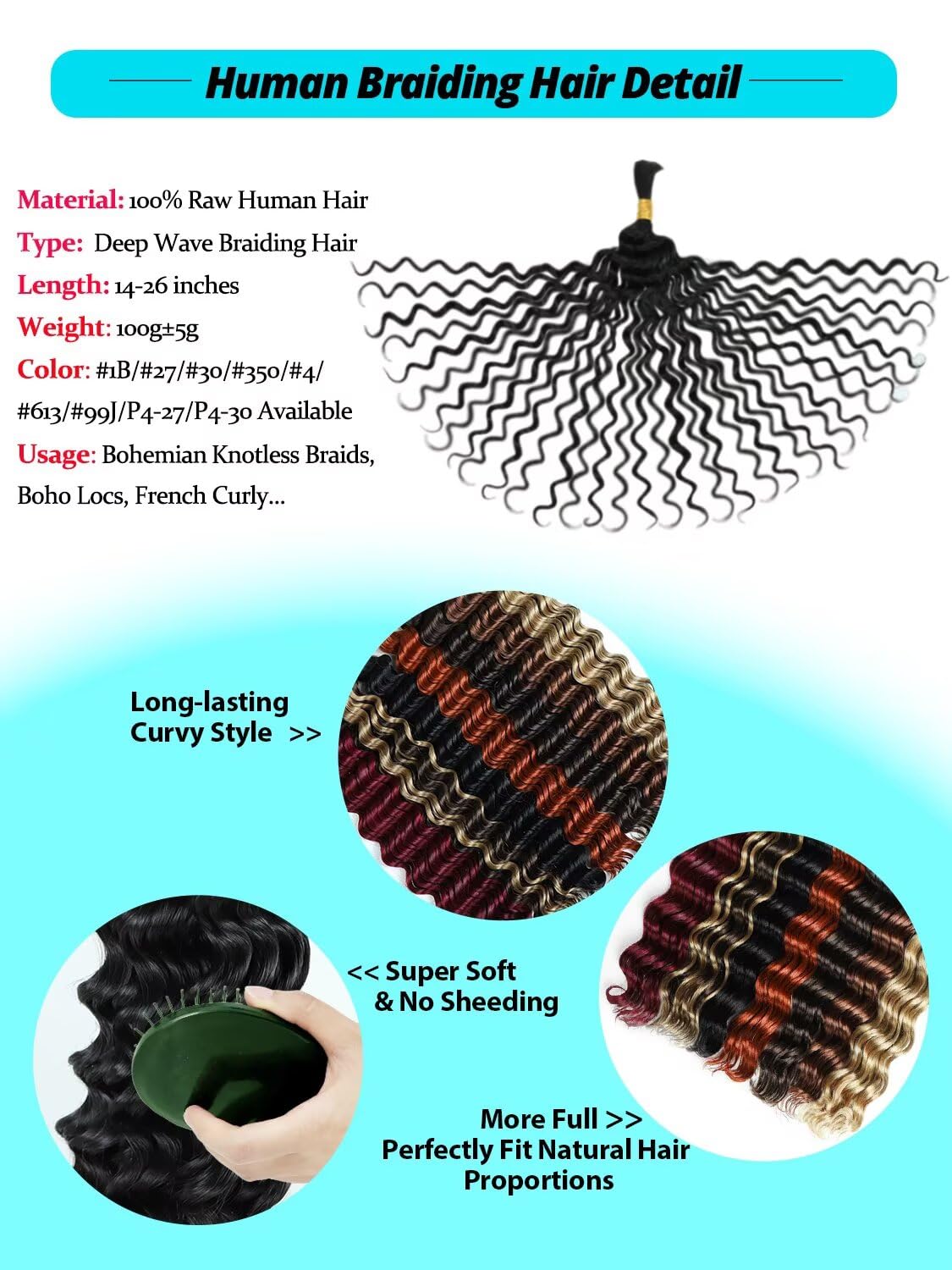 VDZ 12A #30 Auburn Brown Human Crochet Hair styled in boho braids