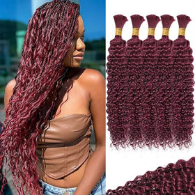 VDZ 12A Burgundy Red Human Crochet Hair front view
