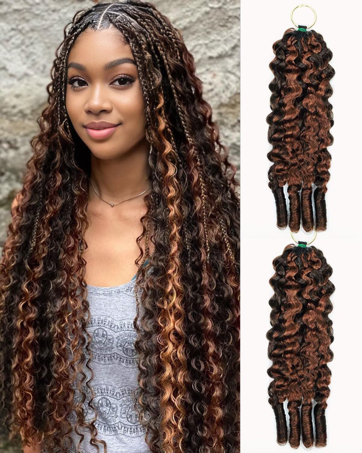 VDZ 14 Inch Human Crochet Hair in Burmese Curly pattern front view