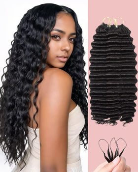 VDZ 18 Inch Human Crochet Hair deep wave texture front view