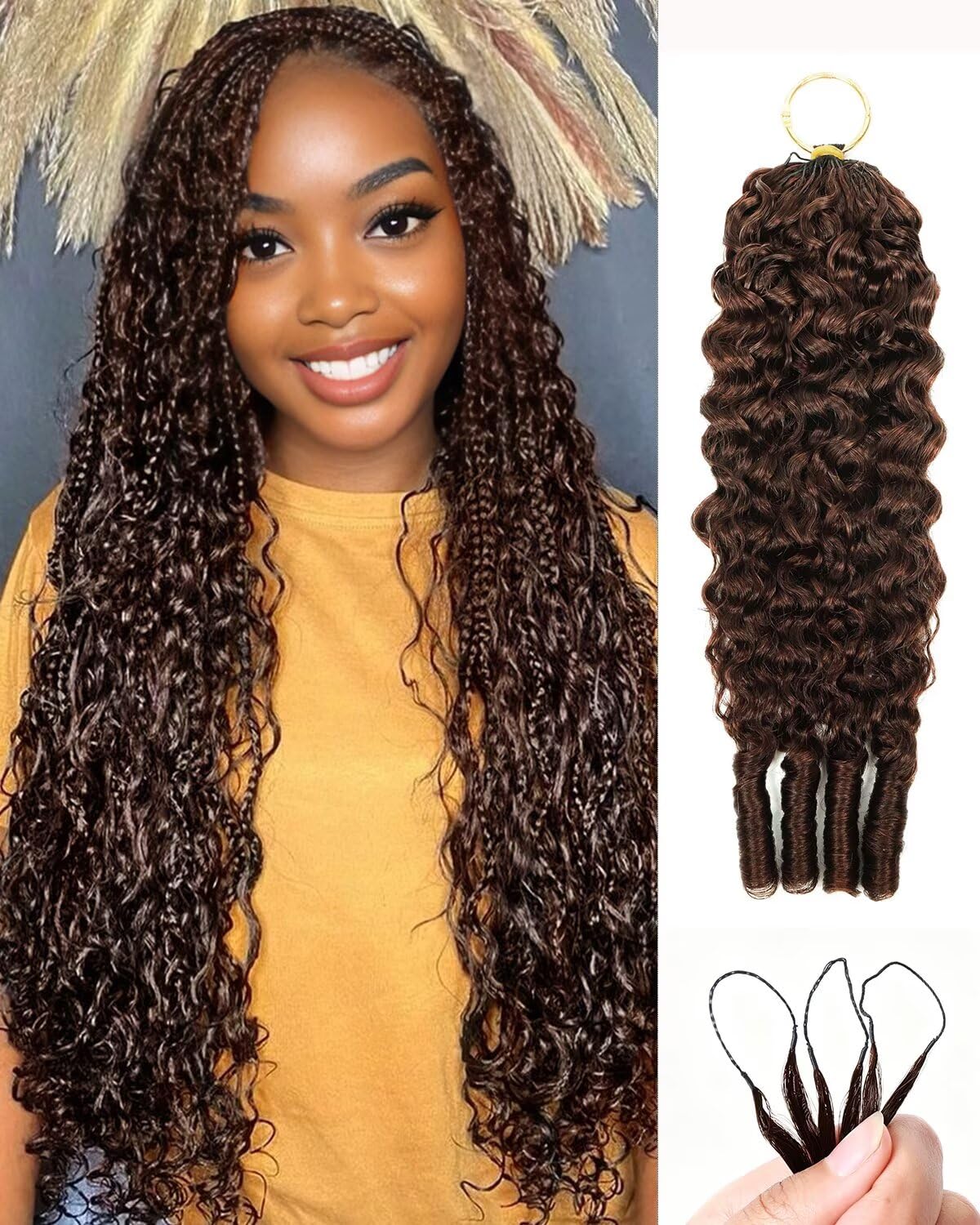 VDZ 20 Inch Chocolate Brown Human Crochet Hair front view
