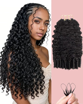 VDZ 20 Inch Human Crochet Hair Extensions front view with Burmese curly texture