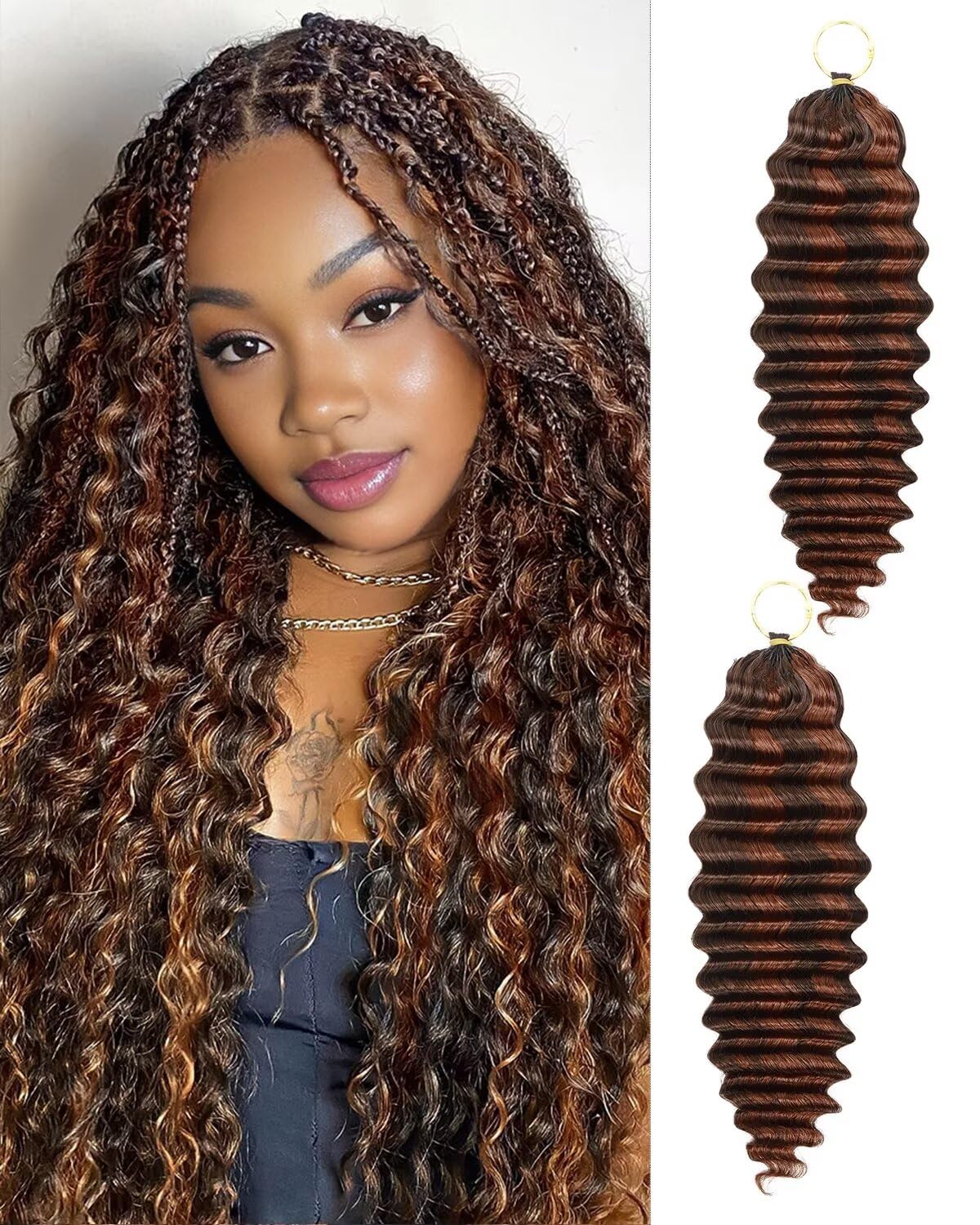 VDZ 20 Inch Human Crochet Hair in deep wave pattern