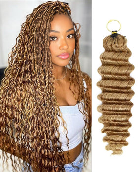 VDZ 27# Honey Blonde 18 Inch Human Crochet Hair front view