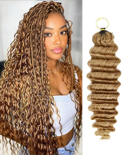 VDZ 27# Honey Blonde 20 Inch Human Crochet Hair front view