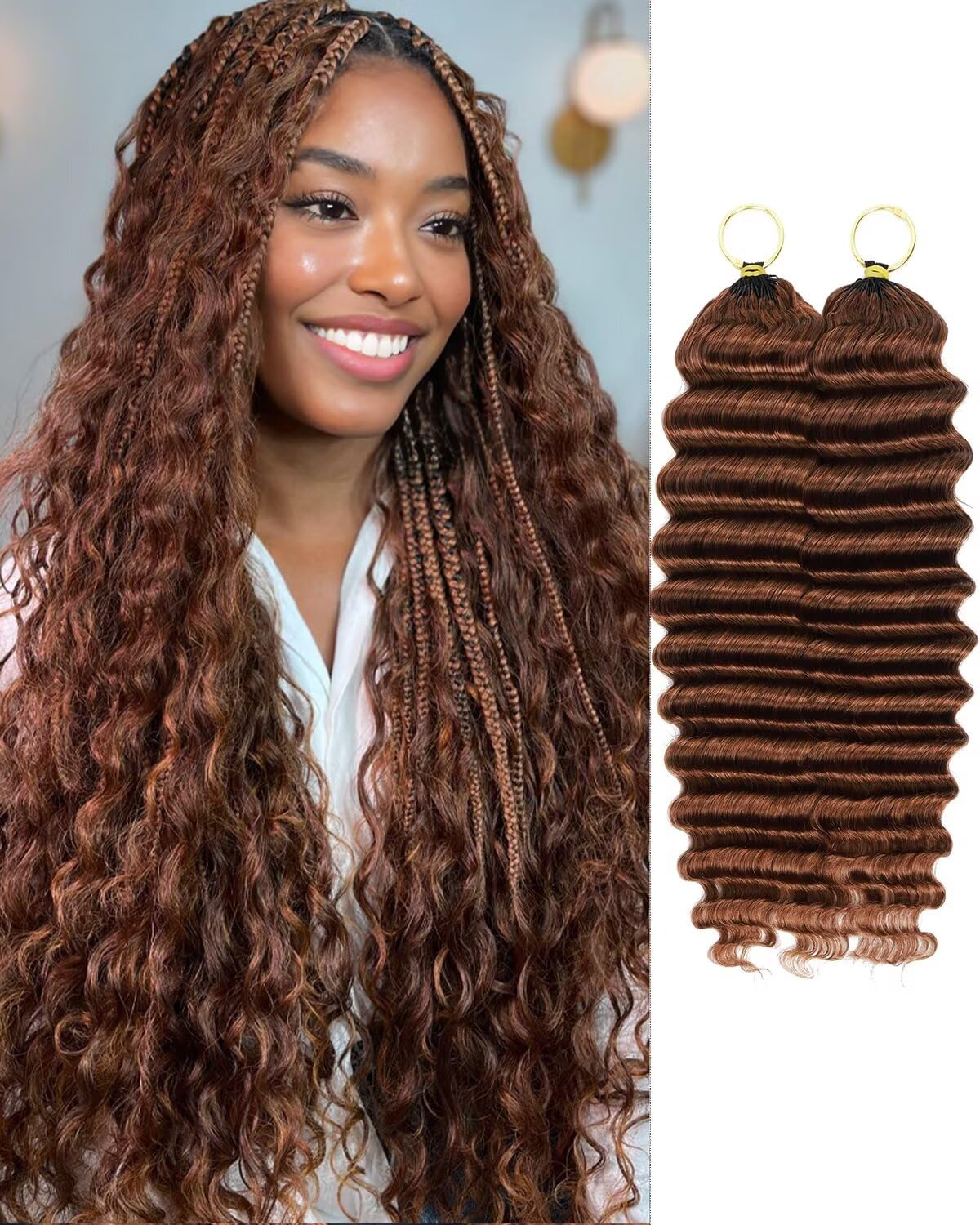 VDZ 30# Auburn Brown 16 Inch Human Crochet Hair front view