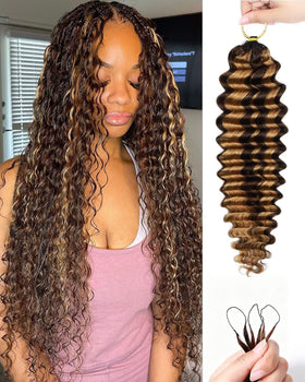 VDZ Human Crochet Hair 14 Inch deep wave texture front view