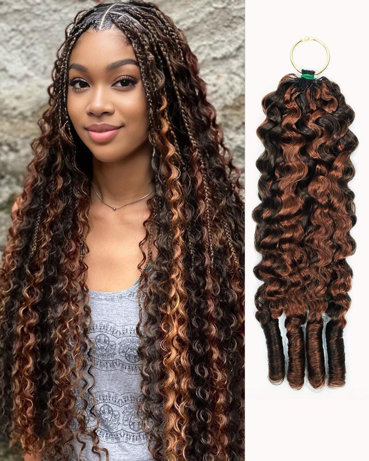 VDZ Human Crochet Hair 16 Inch Auburn-Chocolate Brown front view