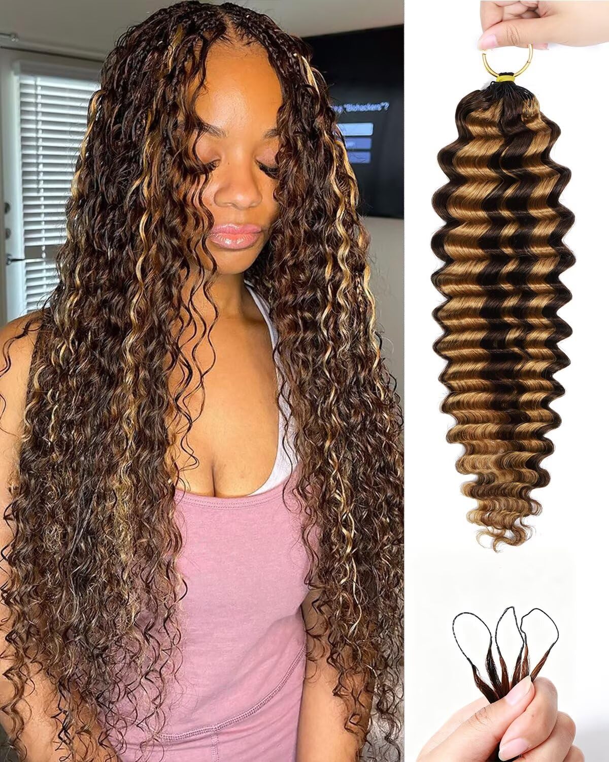 VDZ Human Crochet Hair 16 Inch deep wave front view