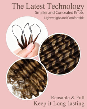 VDZ Human Crochet Hair 16 Inch deep wave texture close-up