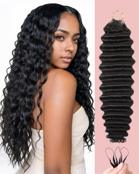 VDZ Human Crochet Hair 18 Inch deep wave extensions front view
