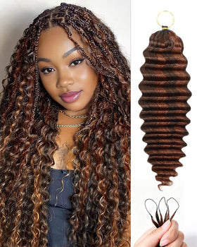 VDZ Human Crochet Hair 20 Inch Deep Wave Extensions front view
