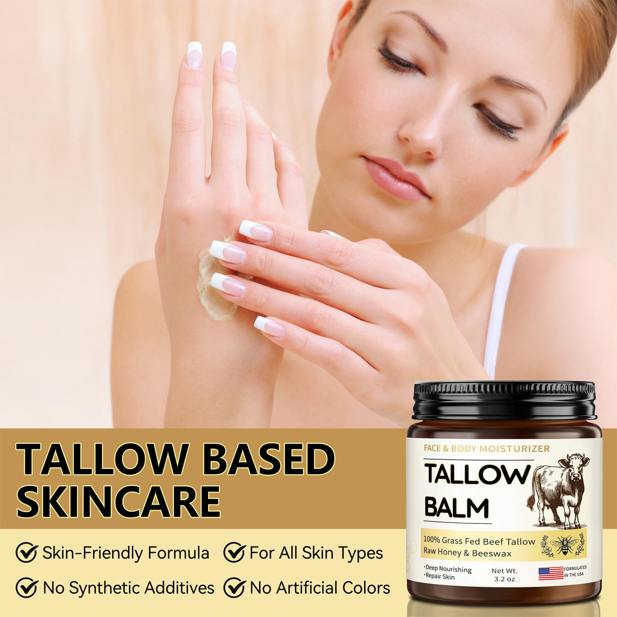 Veakoo Beef Tallow Skin Care Balm 222g lifestyle use