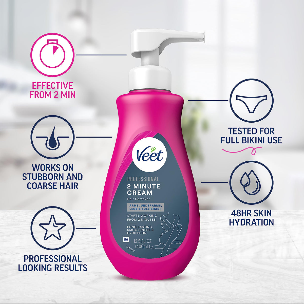 Veet 2 Minute Hair Removal Cream 480g side view
