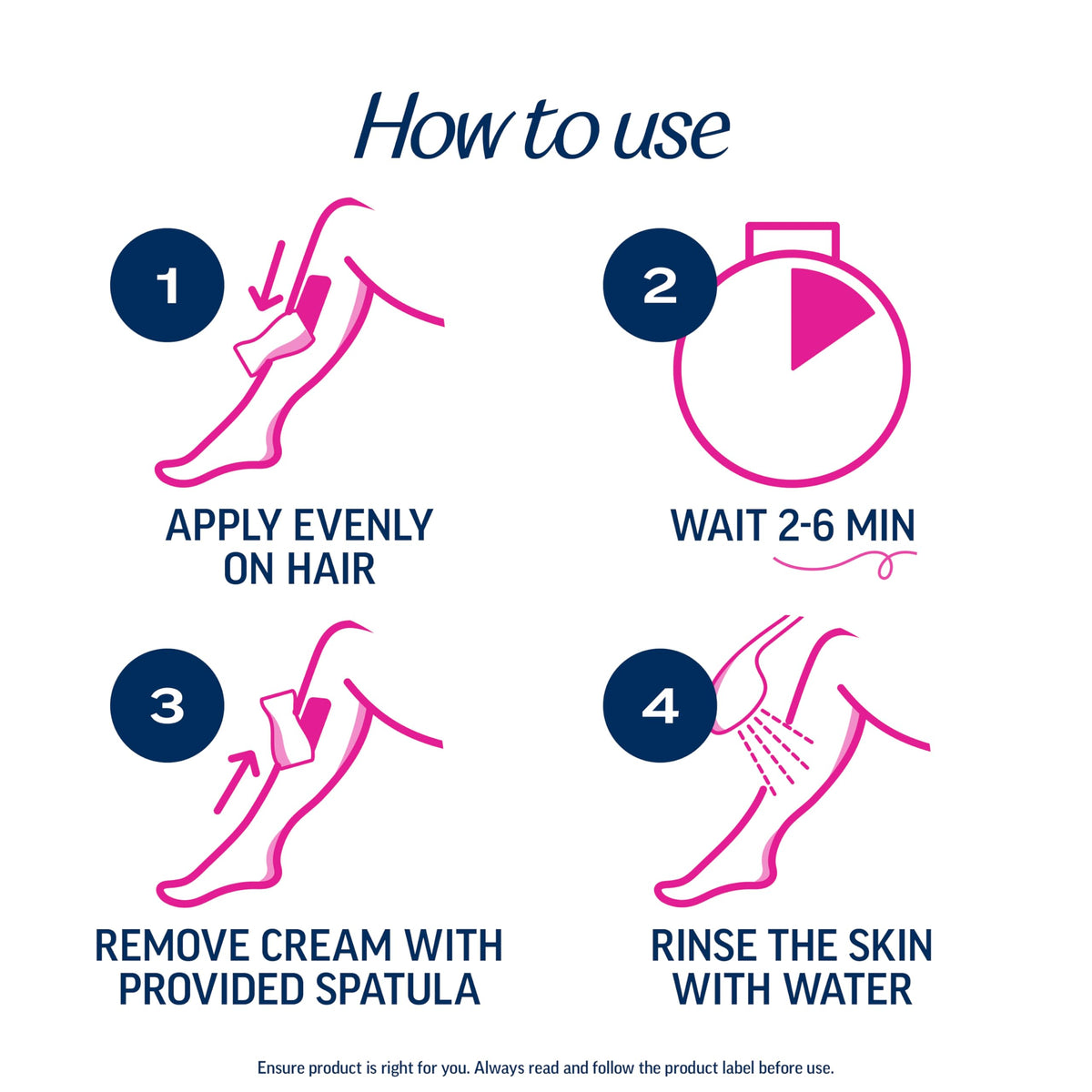 Veet 2 Minute Hair Removal Cream application process