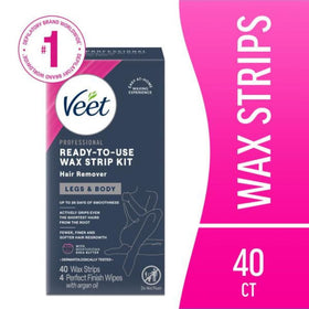 Veet cold wax strips demonstrating application process