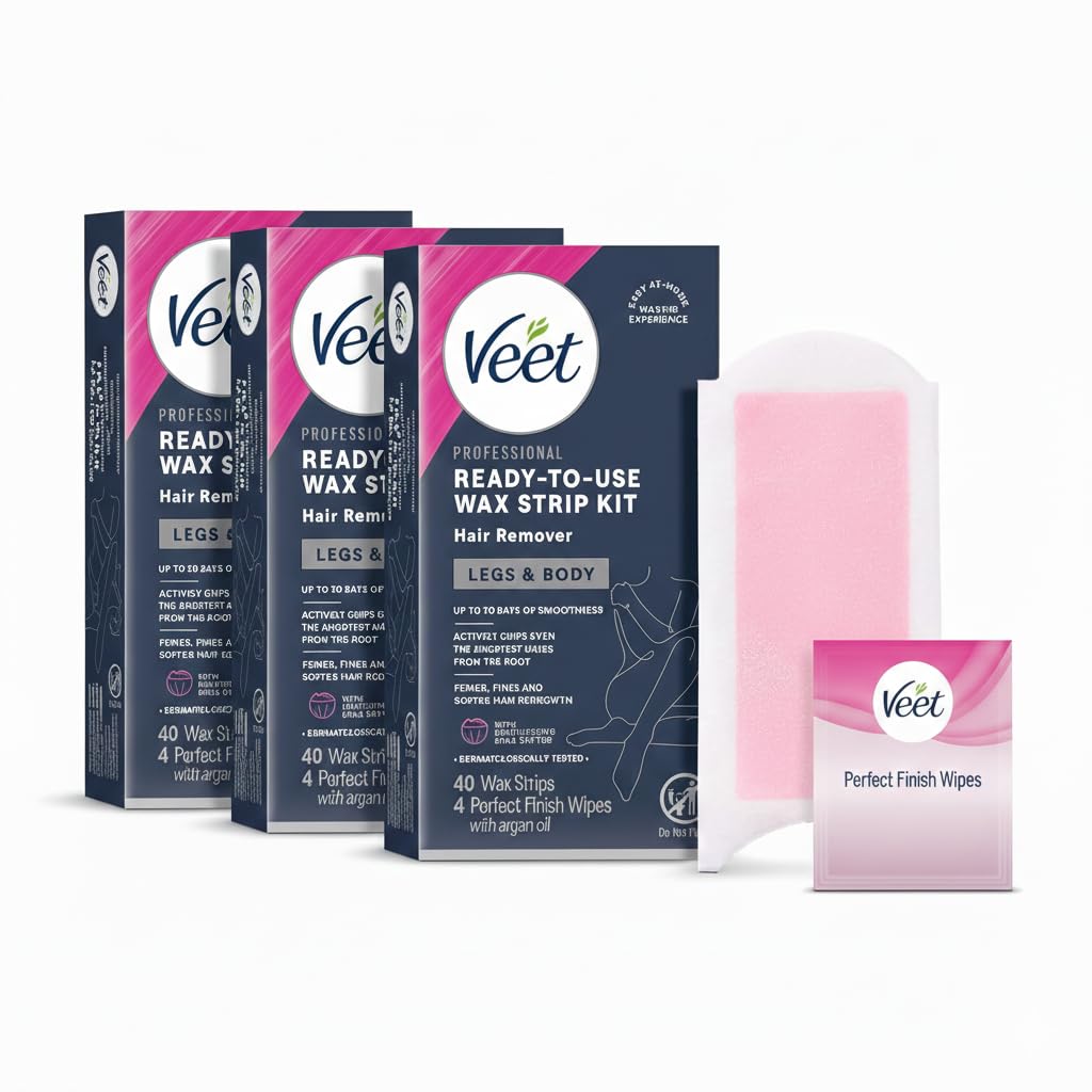 Veet Ready-To-Use Waxing Kit with 40 wax strips and wipes