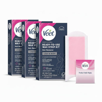 Veet Ready-To-Use Waxing Kit with 40 wax strips and wipes