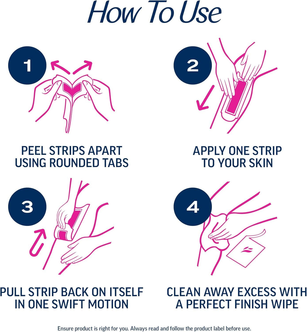Veet wax strips with instructions for use