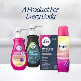 Veet waxing kit contents displayed neatly