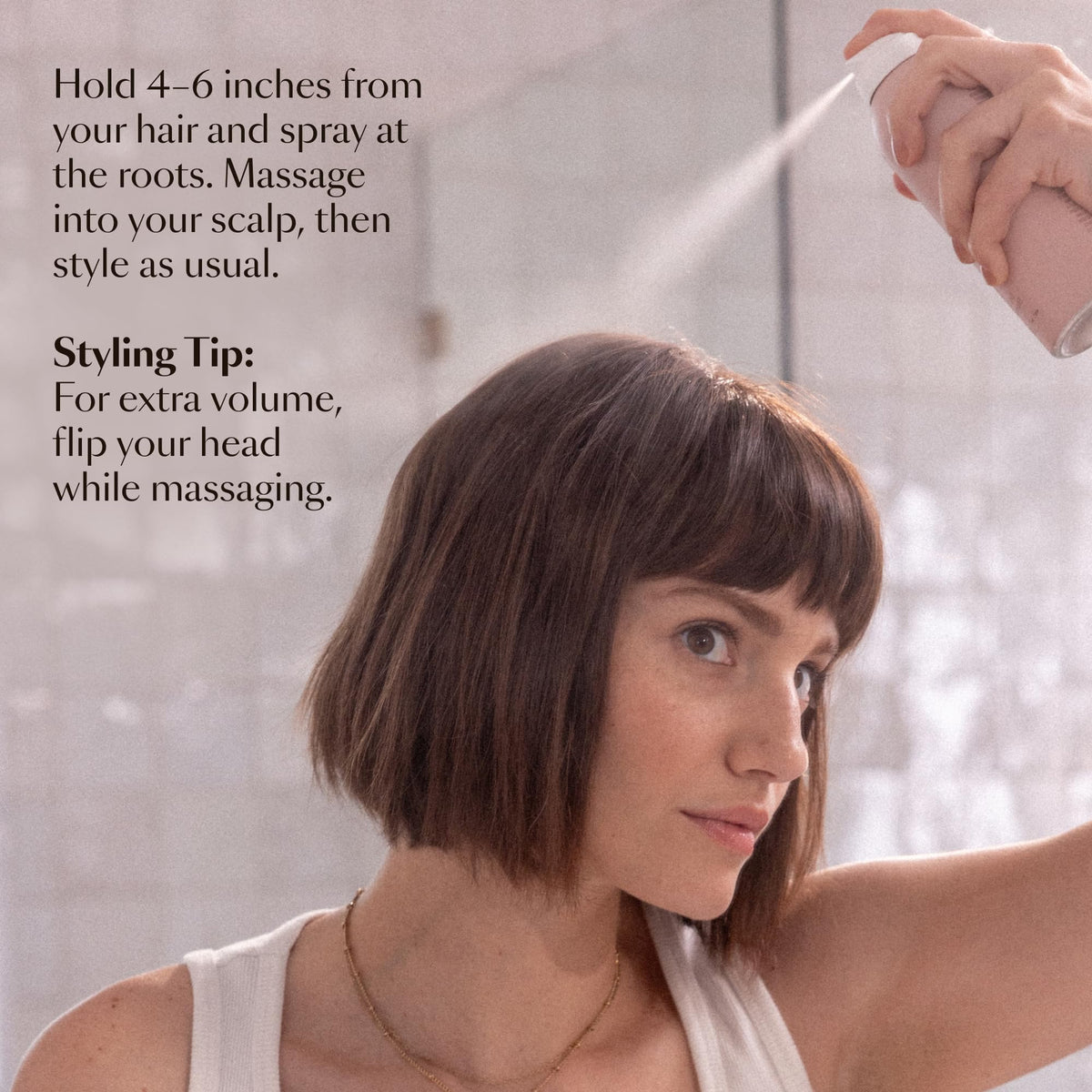 VEGAMOUR Dry Shampoo on a bathroom counter