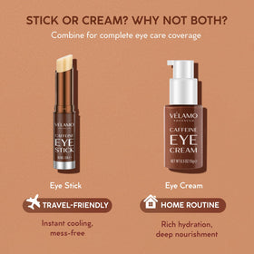 VELAMO ADVANCED Caffeine Eye Stick being held in hand