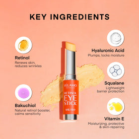VELAMO ADVANCED Retinol Eye Stick applied around the eye area
