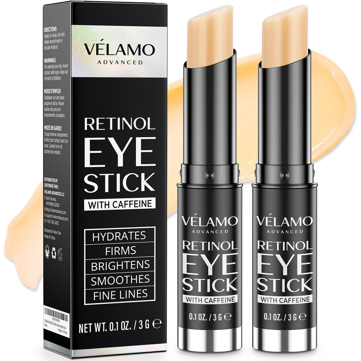 VELAMO ADVANCED Retinol Eye Stick front view with packaging