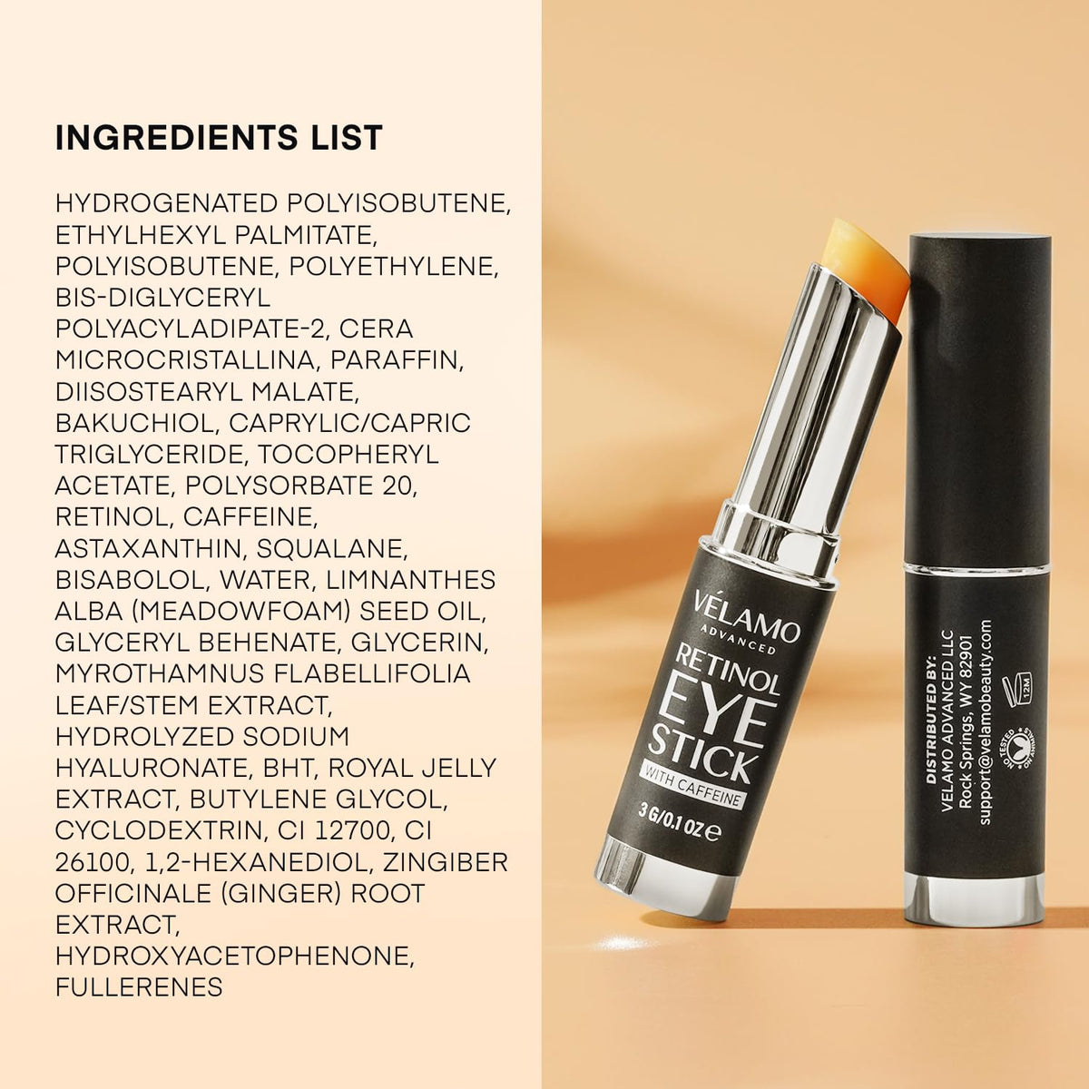 VELAMO ADVANCED Retinol Eye Stick packaging details
