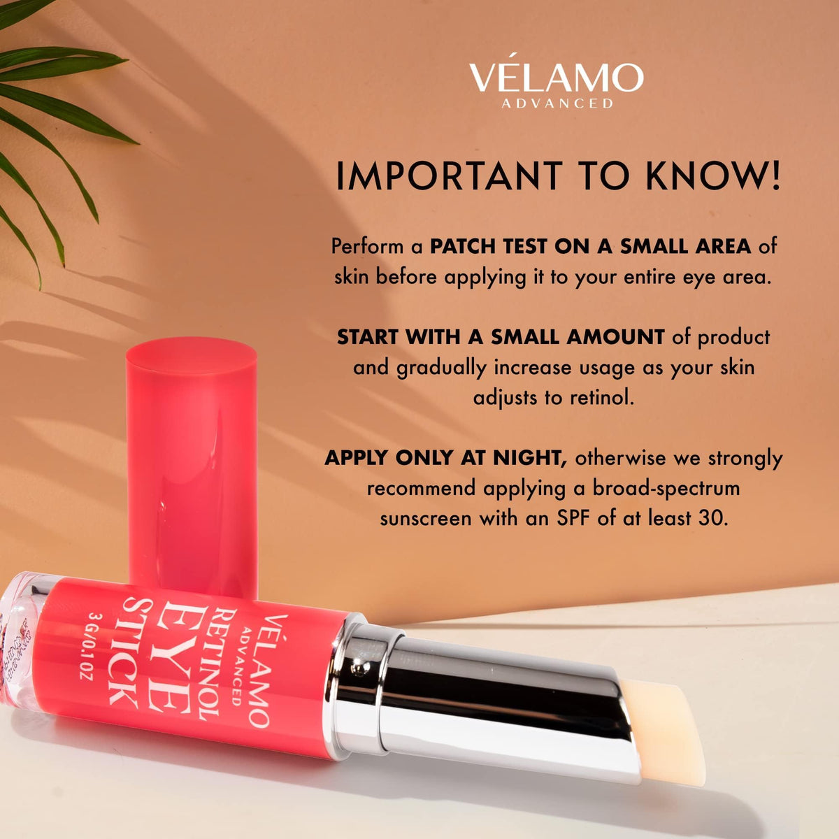 VELAMO ADVANCED Retinol Eye Stick with a beauty routine