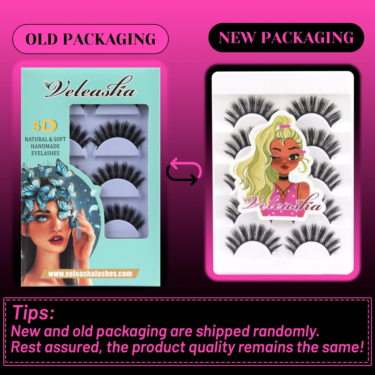 Veleasha 5D Faux Mink False Eyelashes detailed view