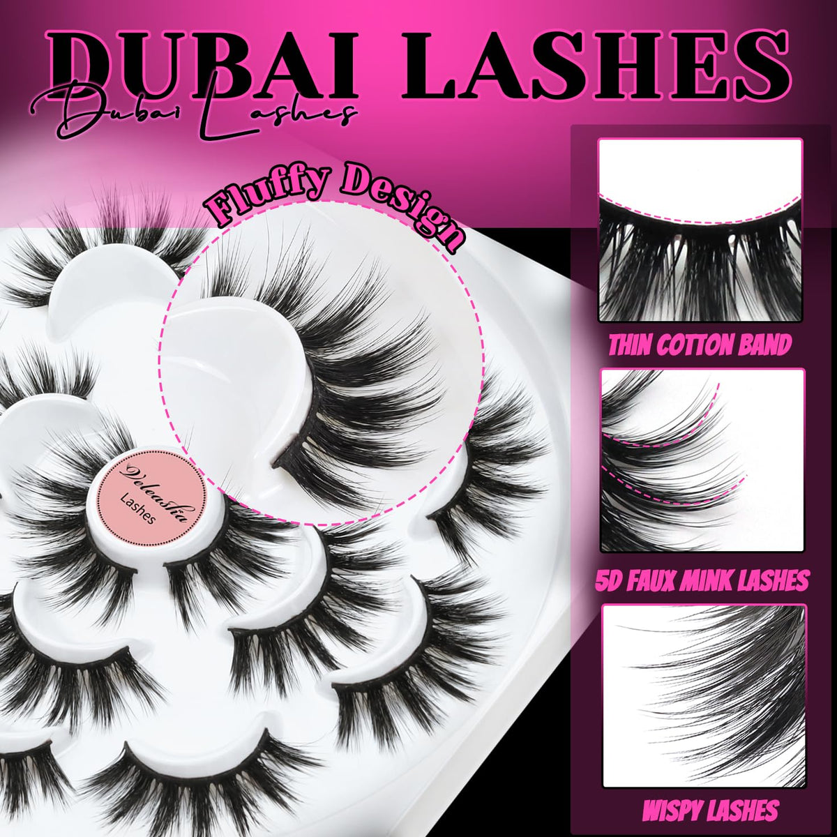 Veleasha 5D Faux Mink False Eyelashes Dubai displayed in a stylish arrangement