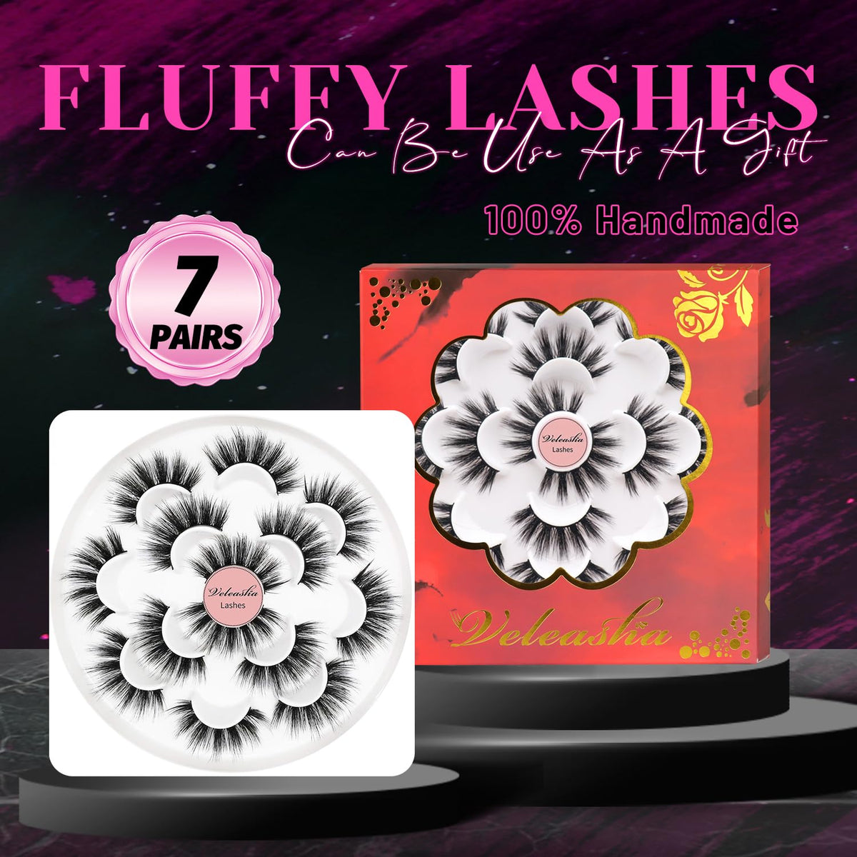 Veleasha 5D Faux Mink False Eyelashes Dubai packaging with product details