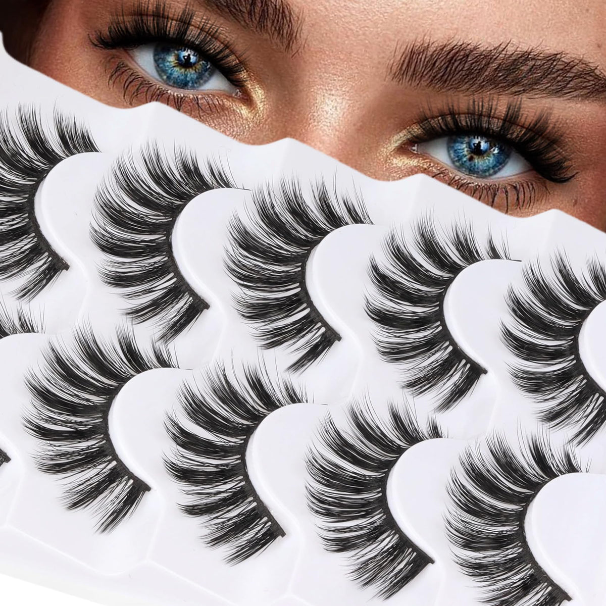 Veleasha 5D Faux Mink False Eyelashes Fluffy Lash Strips front view